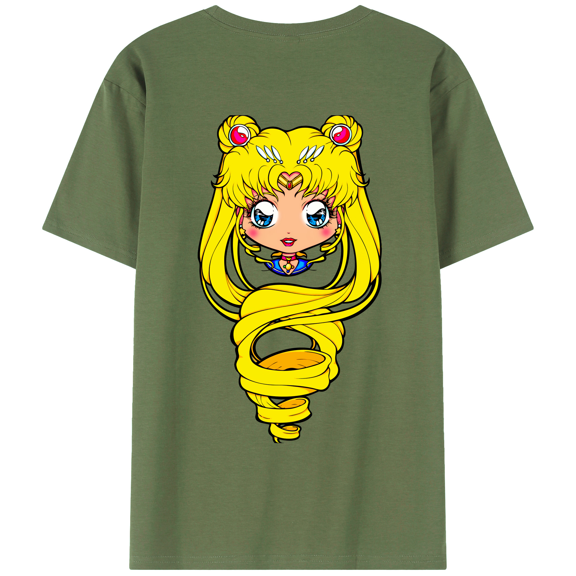 （画像用） 美少女戦士セーラームーン 月野 うさぎ つきの うさぎ Sailor Moon Tsukino Usagi 綿100％ メンズ半袖Tシャツ（バックプリント） 通気性